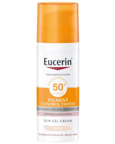 Eucerin Sun Оцветен слънцезащитен гел-крем за лице Pigment Control, светъл, SPF50+, 50 ml - 1