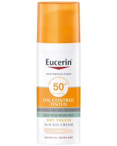 Eucerin Sun Оцветен слънцезащитен гел-крем за лице Oil Control, SPF 50+, Светъл, 50 ml - 1