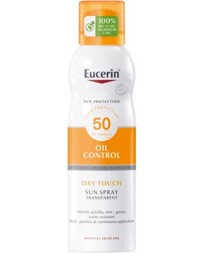 Eucerin Sun Прозрачен охлаждащ слънцезащитен спрей за тяло, SPF50, 200 ml - 1