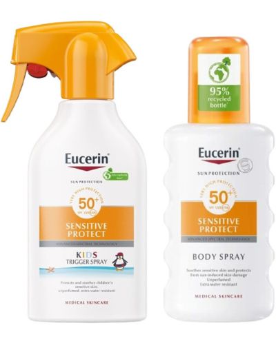 Eucerin Sun Комплект - Слънцезащитен спрей за деца и Спрей за тяло, SPF50+, 250 + 200 ml - 1