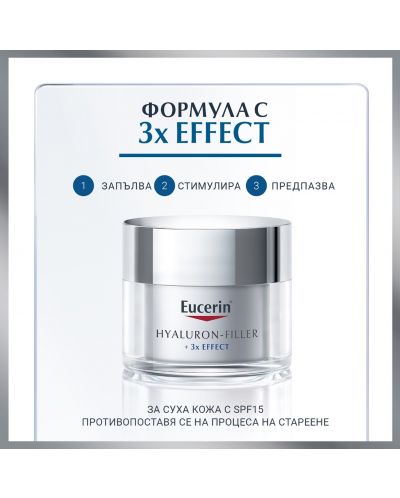 Eucerin Hyaluron-Filler Дневен крем за суха кожа, SPF15, 50 ml - 5