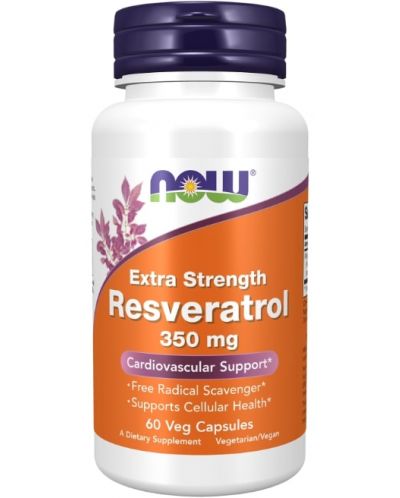 Extra Strength Resveratrol, 60 капсули, Now - 1