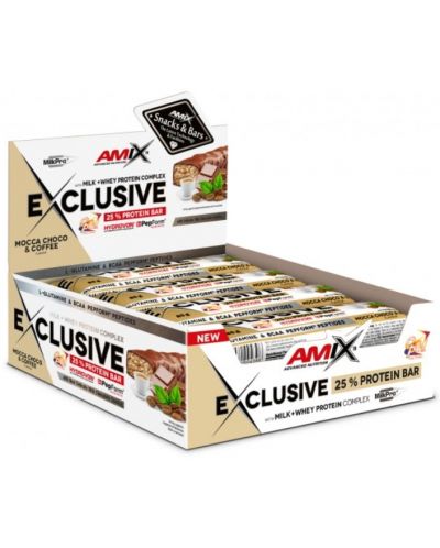 Exclusive Protein Bar, мока-шоко кафе, 12 броя, Amix - 1
