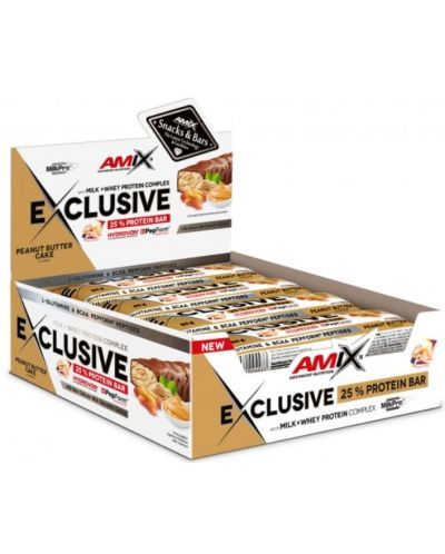 Exclusive Protein Bar, торта с фъстъчено масло, 12 броя, Amix - 1