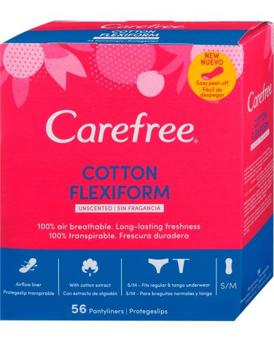 Ежедневни превръзки Carefree - Flexiform, без аромат, 56 броя - 1