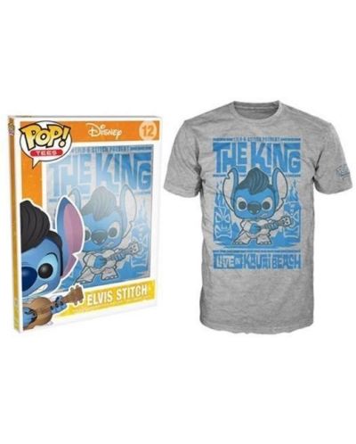 Тениска Funko Pop! Lilo & Stitch - The King, сива - 2