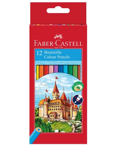 Цветни моливи Faber-Castell - Замък, 12 цвята - 1