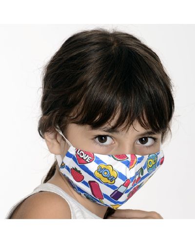 Детска предпазна маска - Fun, двуслойна, с метален стек, 6-12 години - 1