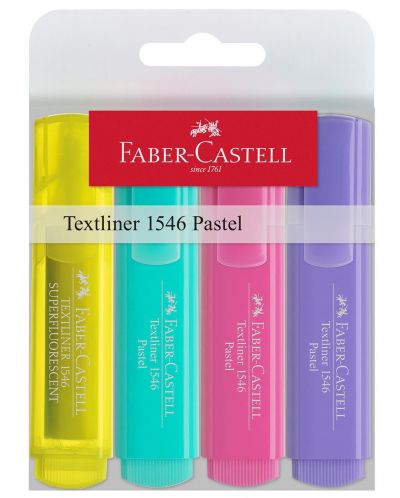 Комплект текст маркери Faber-Castell - 1546, пастел, 4 цвята - 1