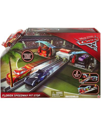 Игрален комплект Mattel Cars 3 - Florida Speedway Pit Stop - 5