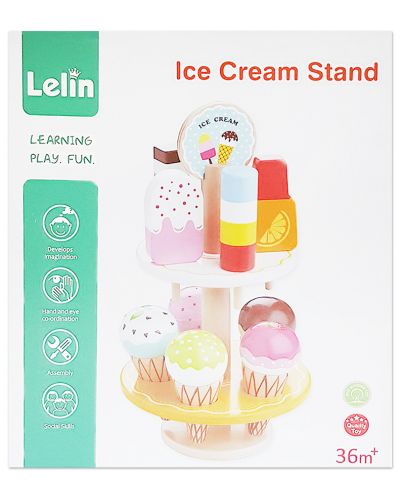 Игрален комплект Lelin - Щанд за сладолед, от дърво - 2
