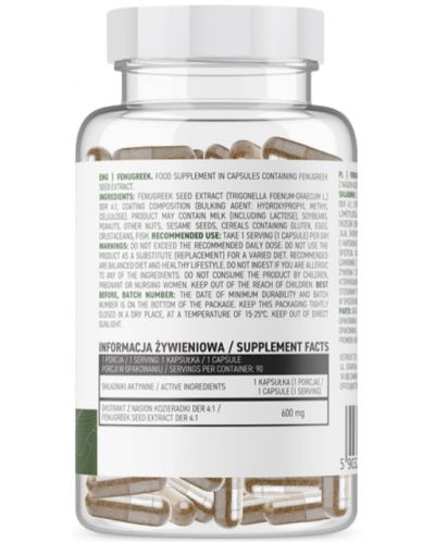 Fenugreek, 600 mg, 90 капсули, OstroVit - 2