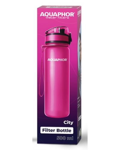 Филтрираща бутилка за вода Aquaphor - City, 160008, 0.5 l, розова - 2