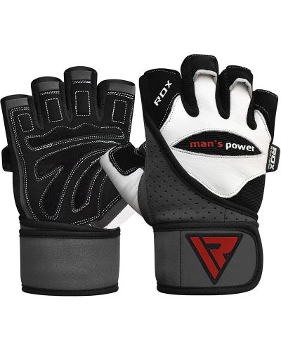 Фитнес ръкавици RDX - L1, размер L, бели/черни - 1