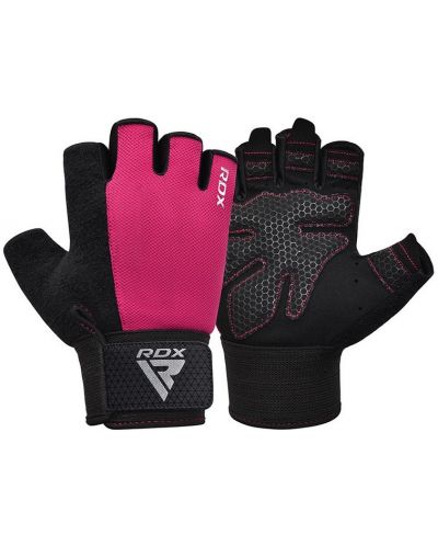 Фитнес ръкавици RDX - W1 Half+ , розови/черни - 2