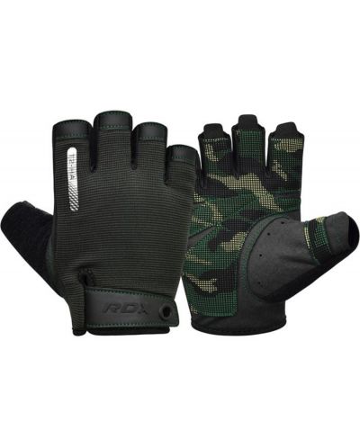 Фитнес ръкавици RDX - T2 Half,  черни/зелени - 1