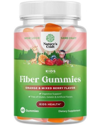 Fiber Gummies Kids, 60 желирани таблетки, Nature's Craft - 1