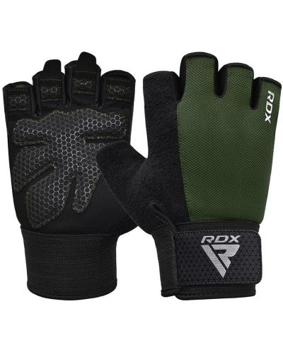 Фитнес ръкавици RDX - W1 Half+,  зелени/черни - 1