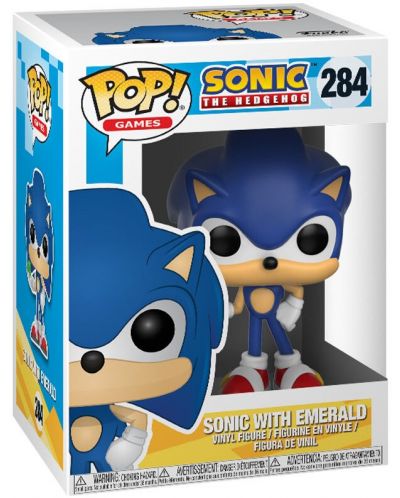 Фигура Funko Pop! Games: Sonic The Hedgehog - Sonic With Emerald, #284 - 2