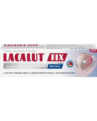 Lacalut Fix Фиксиращ крем за зъбни протези, Neutral, 40 g - 2