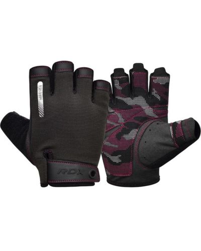 Фитнес ръкавици RDX - T2 Half,  черни/розови - 1