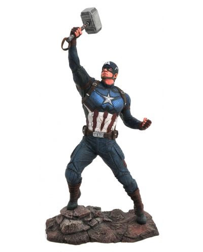 Статуетка Diamond Select Marvel: Avengers - Captain America with Mjolnir, 23 cm - 1