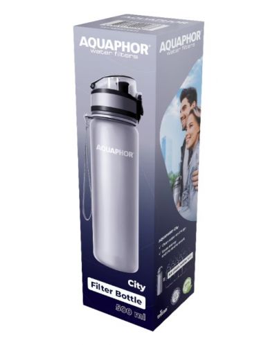 Филтрираща бутилка за вода Aquaphor - City, 0.5 l, 3 филтъра, сива - 4