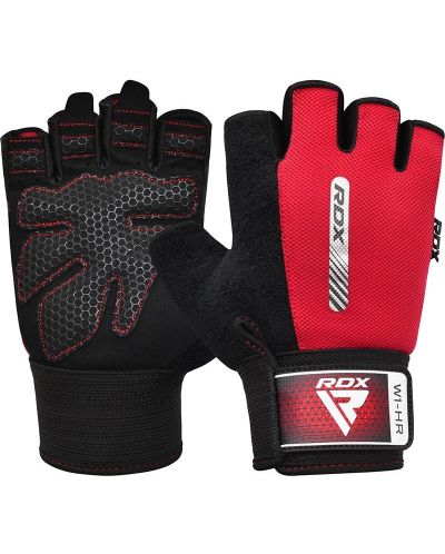 Фитнес ръкавици RDX - W1 Half,  червени/черни - 1