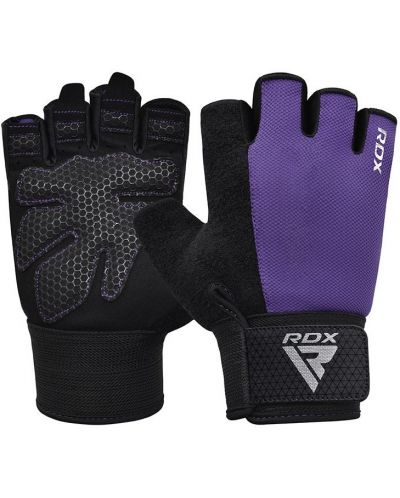 Фитнес ръкавици RDX - W1 Half+,  лилави/черни - 1