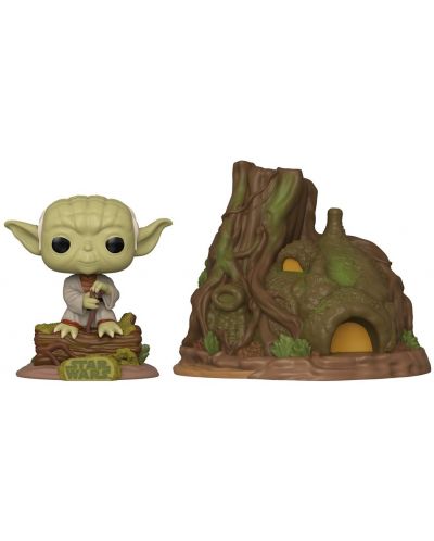 Фигура Funko POP! Town: Star Wars - Dagobah Yoda with Hut (Bobble-Head), 15 cm,  #11 - 1