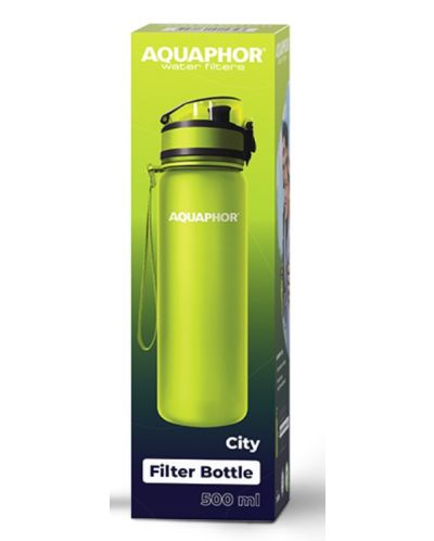 Филтрираща бутилка за вода Aquaphor - City, 160007, 0.5 l, зелена - 2