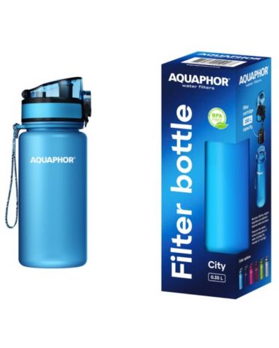 Филтрираща бутилка Aquaphor - City, 160026, 350 ml, синя - 2