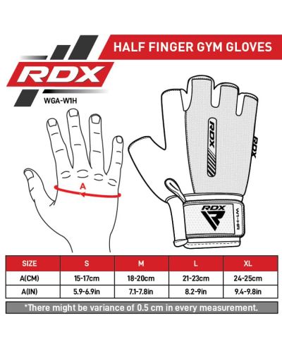 Фитнес ръкавици RDX - W1 Half,  червени/черни - 7