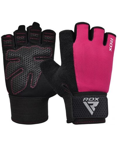 Фитнес ръкавици RDX - W1 Half+ , розови/черни - 1