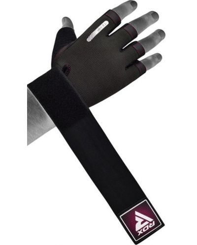 Фитнес ръкавици RDX - T2 Half,  черни/розови - 3