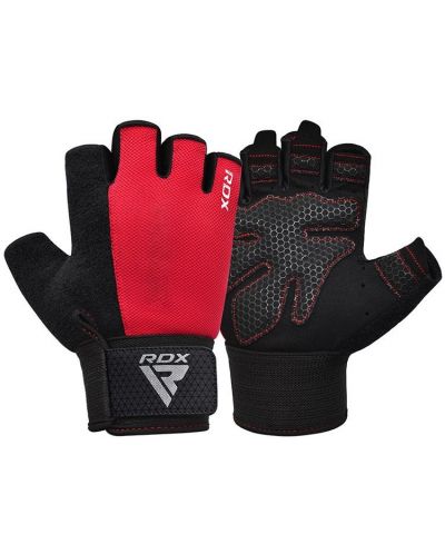 Фитнес ръкавици RDX - W1 Half+,  червени/черни - 2