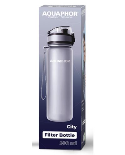 Филтрираща бутилка за вода Aquaphor - City, 160009, 0.5 l, сива - 2