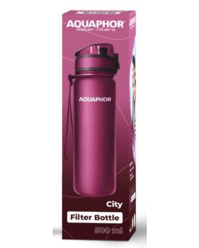 Филтрираща бутилка за вода Aquaphor - City, 160012, 0.5 l, руби - 2