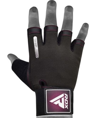 Фитнес ръкавици RDX - T2 Half,  черни/розови - 2