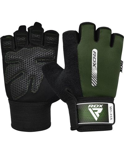 Фитнес ръкавици RDX - W1 Half,  зелени/черни - 1