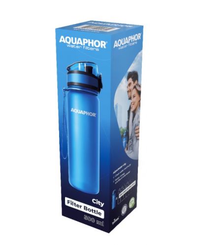 Филтрираща бутилка за вода Aquaphor - City, 0.5 l, 3 филтъра, синя - 4