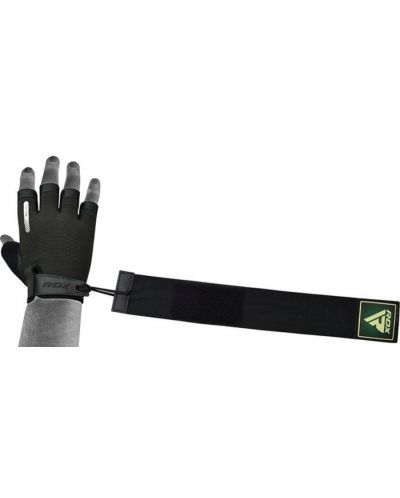 Фитнес ръкавици RDX - T2 Half,  черни/зелени - 3