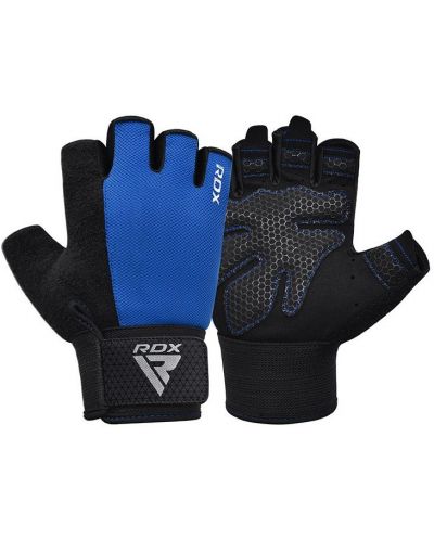 Фитнес ръкавици RDX - W1 Half+,  сини/черни - 2