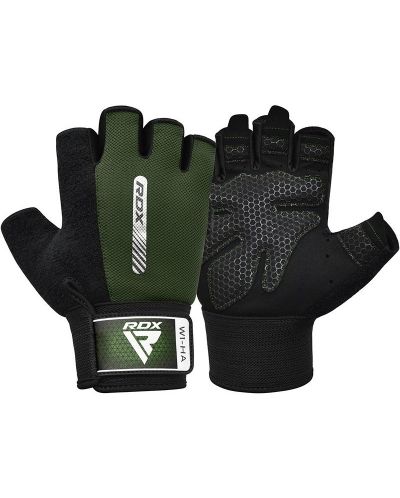 Фитнес ръкавици RDX - W1 Half,  зелени/черни - 2
