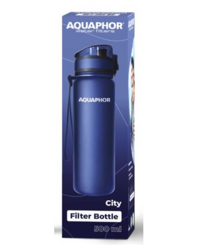 Филтрираща бутилка за вода Aquaphor - City, 160011, 0.5 l, нави - 2