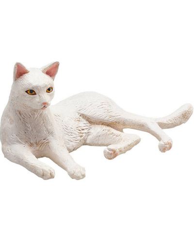 Фигурка Mojo Animal Planet - Котка, бяла, легнала - 1