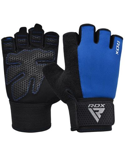 Фитнес ръкавици RDX - W1 Half+,  сини/черни - 1