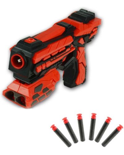 Детска играчка Ocie Red Guns - Мини пистолет с 6 меки стрели и държач - 2