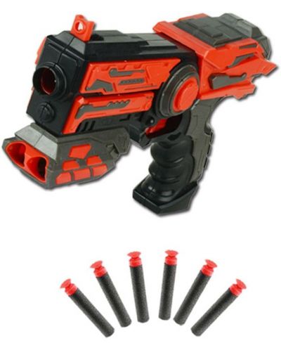 Детска играчка Ocie Red Guns - Пистолет, с 6 меки стрели и държач - 2