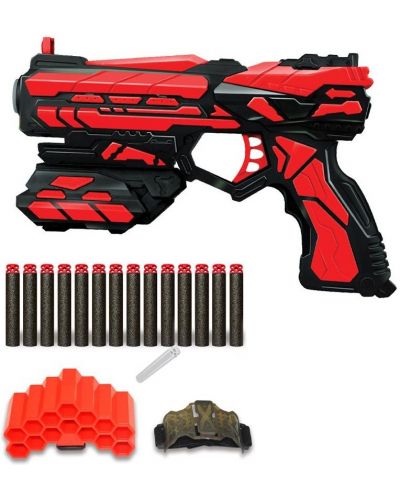 Детска играчка Ocie Red Guns - Пистолет, с 14 меки стрели и два вида държачи - 2